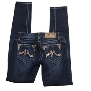 Miss Me Skinny Jeans 27x33 Dark Wash Stretch Embellished Back Pockets New